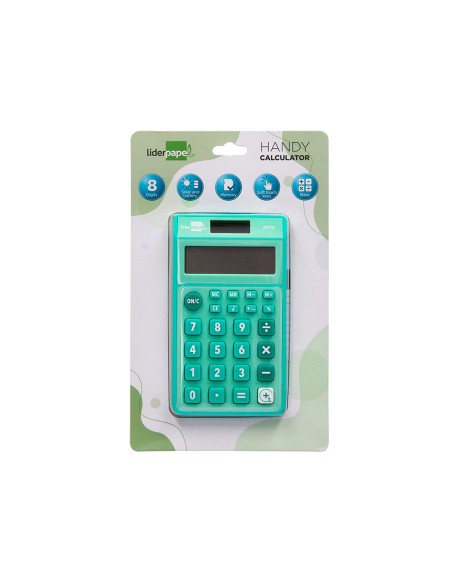 Calculadora liderpapel bolsillo xf13 8 digitos solar y pilas color verde 115x65x8 mm Calculadora liderpapel bolsillo xf13 8 digitos solar y pilas color verde 115x65x8 mm