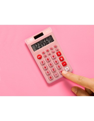 Calculadora liderpapel bolsillo xf12 8 digitos solar y pilas color rosa 115x65x8 mm