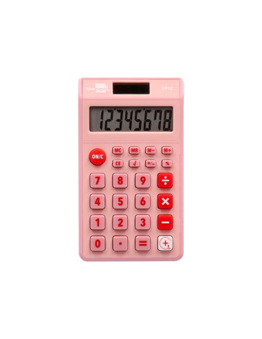Calculadora liderpapel bolsillo xf12 8 digitos solar y pilas color rosa 115x65x8 mm