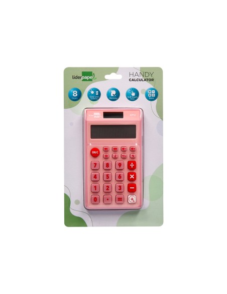 Calculadora liderpapel bolsillo xf12 8 digitos solar y pilas color rosa 115x65x8 mm Calculadora liderpapel bolsillo xf12 8 digitos solar y pilas color rosa 115x65x8 mm