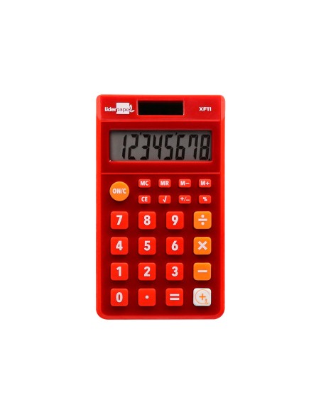 Calculadora liderpapel bolsillo xf11 8 digitos solar y pilas color rojo 115x65x8 mm Calculadora liderpapel bolsillo xf11 8 digitos solar y pilas color rojo 115x65x8 mm