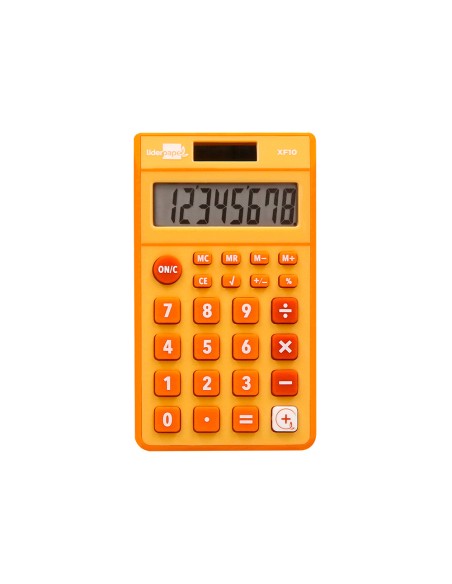 Calculadora liderpapel bolsillo xf10 8 digitos solar y pilas color naranja 115x65x8 mm Calculadora liderpapel bolsillo xf10 8 digitos solar y pilas color naranja 115x65x8 mm