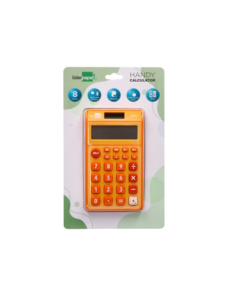 Calculadora liderpapel bolsillo xf10 8 digitos solar y pilas color naranja 115x65x8 mm Calculadora liderpapel bolsillo xf10 8 digitos solar y pilas color naranja 115x65x8 mm