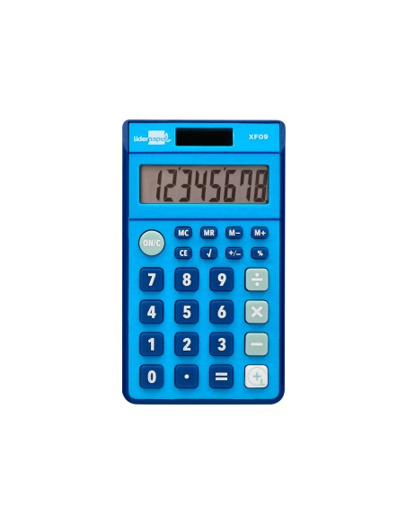 Calculadora liderpapel bolsillo xf09 8 digitos solar y pilas color azul 115x65x8 mm Calculadora liderpapel bolsillo xf09 8 digitos solar y pilas color azul 115x65x8 mm