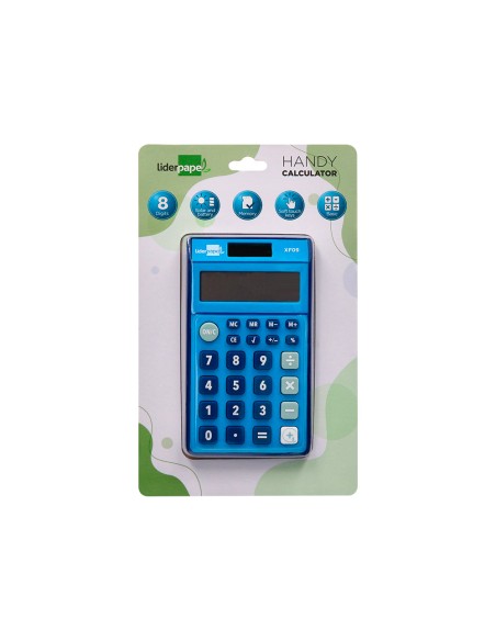 Calculadora liderpapel bolsillo xf09 8 digitos solar y pilas color azul 115x65x8 mm Calculadora liderpapel bolsillo xf09 8 digitos solar y pilas color azul 115x65x8 mm