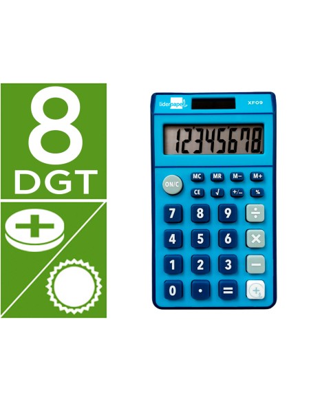 Calculadora liderpapel bolsillo xf09 8 digitos solar y pilas color azul 115x65x8 mm Calculadora liderpapel bolsillo xf09 8 digitos solar y pilas color azul 115x65x8 mm