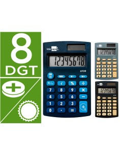 Calculadora liderpapel expositor 16 unidades colores bolsillo xf08 8 digitos solar y pilas 98x62x8 mm