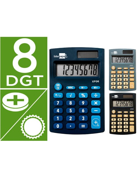 Calculadora liderpapel expositor 16 unidades colores bolsillo xf08 8 digitos solar y pilas 98x62x8 mm Calculadora liderpapel expositor 16 unidades colores bolsillo xf08 8 digitos solar y pilas 98x62x8 mm