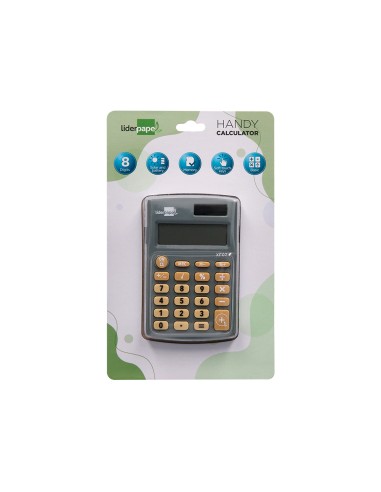 Calculadora liderpapel bolsillo xf07 8 digitos solar y pilas color gris 98x62x8 mm