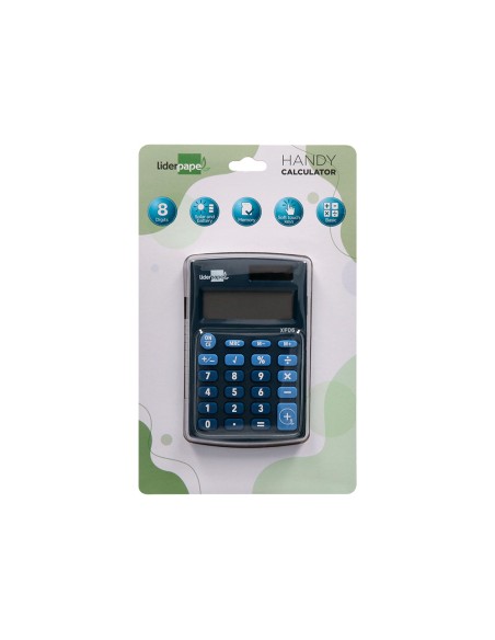 Calculadora liderpapel bolsillo xf06 8 digitos solar y pilas color azul 98x62x8 mm Calculadora liderpapel bolsillo xf06 8 digitos solar y pilas color azul 98x62x8 mm