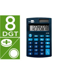 Calculadora liderpapel bolsillo xf06 8 digitos solar y pilas color azul 98x62x8 mm
