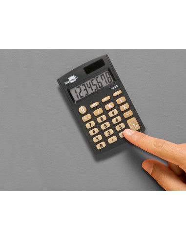 Calculadora liderpapel bolsillo xf05 8 digitos solar y pilas color negro 98x62x8 mm