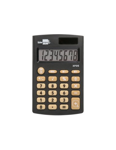 Calculadora liderpapel bolsillo xf05 8 digitos solar y pilas color negro 98x62x8 mm
