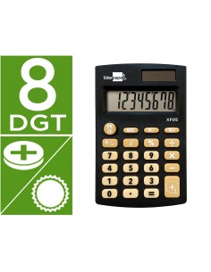 Calculadora liderpapel bolsillo xf05 8 digitos solar y pilas color negro 98x62x8 mm