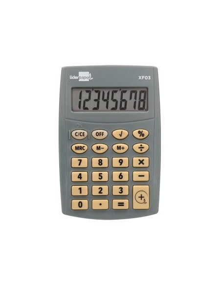 Calculadora liderpapel bolsillo xf03 8 digitos pilas color gris 99x64x9 mm Calculadora liderpapel bolsillo xf03 8 digitos pilas color gris 99x64x9 mm