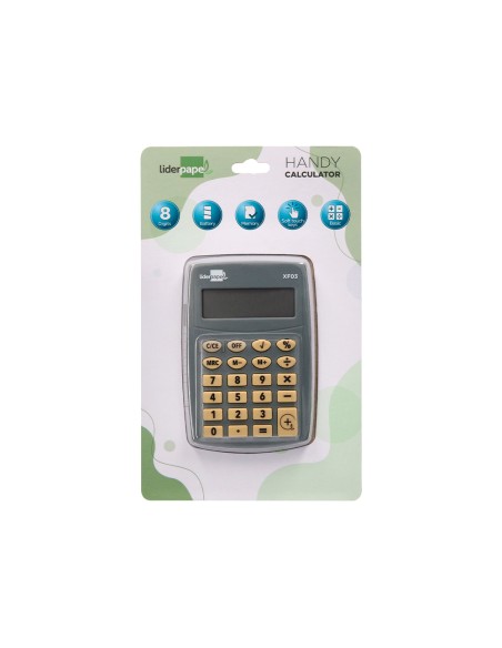 Calculadora liderpapel bolsillo xf03 8 digitos pilas color gris 99x64x9 mm Calculadora liderpapel bolsillo xf03 8 digitos pilas color gris 99x64x9 mm
