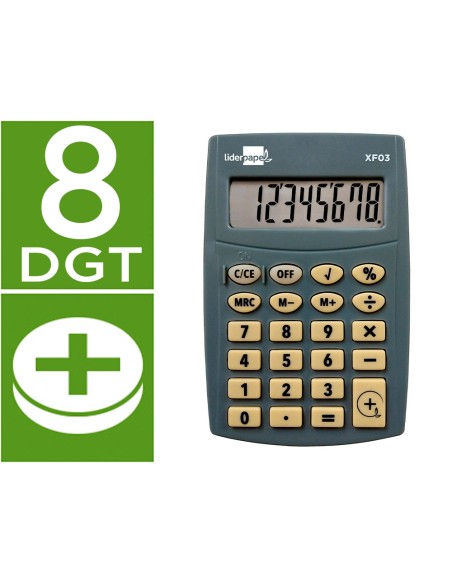 Calculadora liderpapel bolsillo xf03 8 digitos pilas color gris 99x64x9 mm Calculadora liderpapel bolsillo xf03 8 digitos pilas color gris 99x64x9 mm