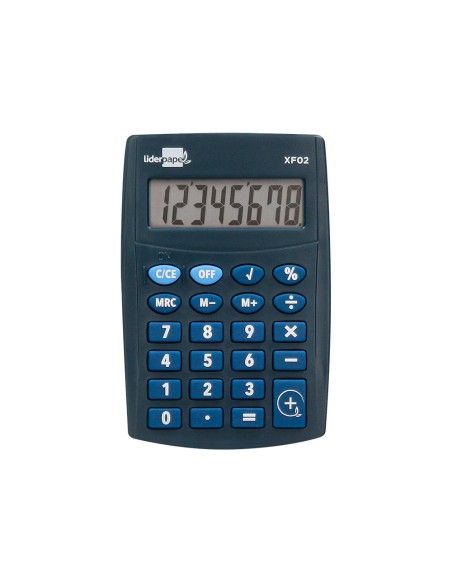 Calculadora liderpapel bolsillo xf02 8 digitos pilas color azul 99x64x9 mm Calculadora liderpapel bolsillo xf02 8 digitos pilas color azul 99x64x9 mm