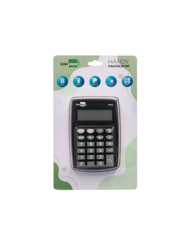 Calculadora liderpapel bolsillo xf01 8 digitos pilas color negro 99x64x9 mm