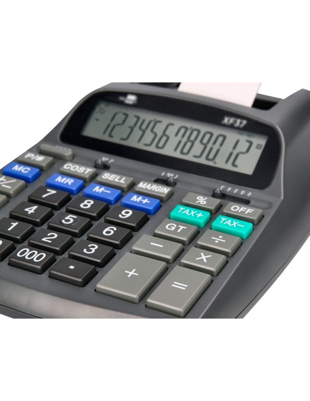 Calculadora liderpapel impresora pantalla papel 57 mm 12 digitos impresion bicolor negra 225x158x56 mm