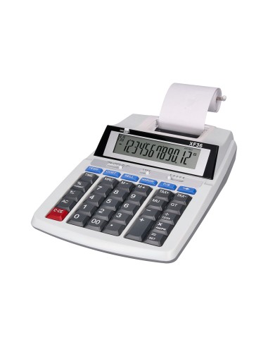 Calculadora liderpapel impresora pantalla papel 57 mm 12 digitos impresion bicolor blanca 235x155x62 mm