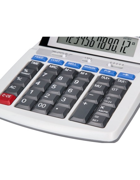 Calculadora liderpapel impresora pantalla papel 57 mm 12 digitos impresion bicolor blanca 235x155x62 mm