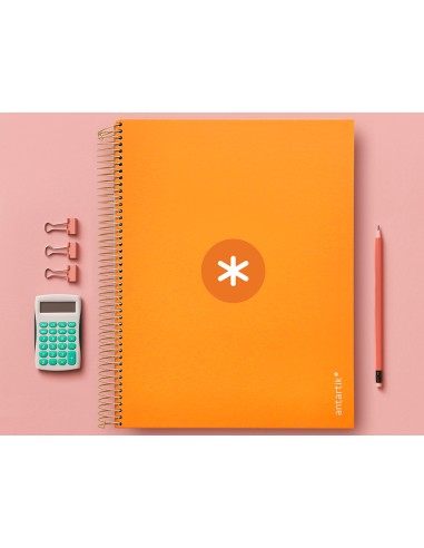 Cuaderno espiral a4 micro antartik tapa forrada120h 100 gr cuadro 5mm 5 banda4 taladros color mostaza