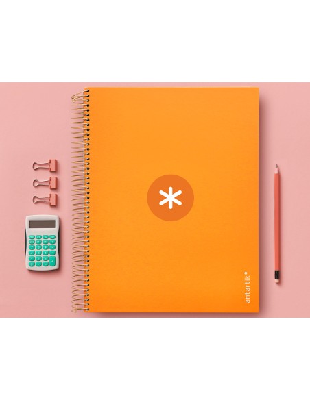 Cuaderno espiral a4 micro antartik tapa forrada120h 100 gr cuadro 5mm 5 banda4 taladros color mostaza