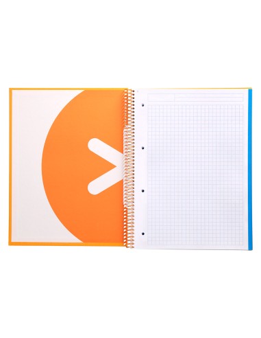 Cuaderno espiral a4 micro antartik tapa forrada120h 100 gr cuadro 5mm 5 banda4 taladros color mostaza