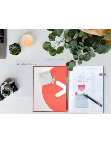 Cuaderno espiral a4 micro antartik tapa forrada120h 100 gr cuadro 5mm 5 banda4 taladros color frambuesa