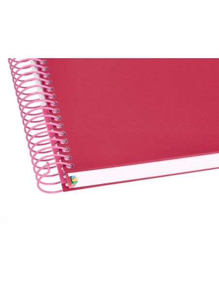 Cuaderno espiral a4 micro antartik tapa forrada120h 100 gr cuadro 5mm 5 banda4 taladros color frambuesa