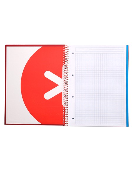 Cuaderno espiral a4 micro antartik tapa forrada120h 100 gr cuadro 5mm 5 banda4 taladros color frambuesa