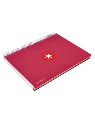 Cuaderno espiral a4 micro antartik tapa forrada120h 100 gr cuadro 5mm 5 banda4 taladros color frambuesa