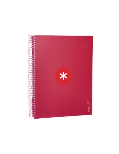 Cuaderno espiral a4 micro antartik tapa forrada120h 100 gr cuadro 5mm 5 banda4 taladros color frambuesa
