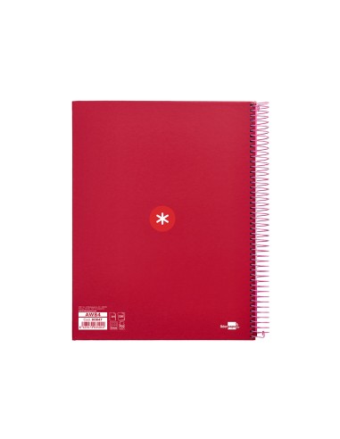 Cuaderno espiral a4 micro antartik tapa forrada120h 100 gr cuadro 5mm 5 banda4 taladros color frambuesa