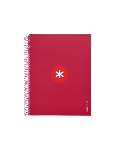 Cuaderno espiral a4 micro antartik tapa forrada120h 100 gr cuadro 5mm 5 banda4 taladros color frambuesa