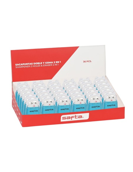 Sacapuntas doble con deposito y goma safta 190x190x80 mm