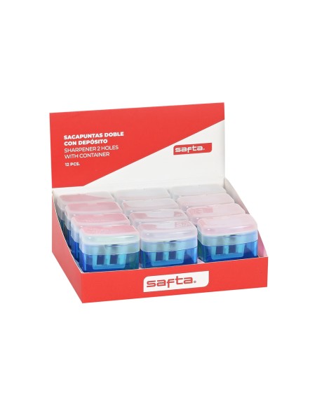 Sacapuntas doble con deposito safta 155x135x60 mm