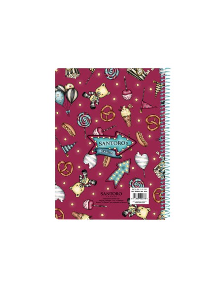 Cuaderno espiral safta cuarto 80 h 60 gr cuadro 4 mm tapa extradura gorjuss fairground