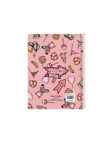 Cuaderno espiral safta cuarto 80 h 60 gr cuadro 4 mm tapa extradura gorjuss fairground