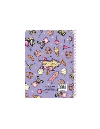 Cuaderno espiral safta cuarto 80 h 60 gr cuadro 4 mm tapa extradura gorjuss fairground