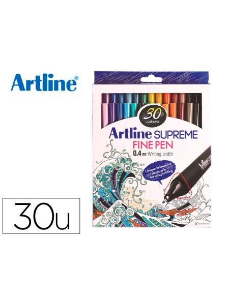 Rotulador artline supreme epfs200 fine liner punta de fibra 04 mm bolsa 30 unidades colores surtidos
