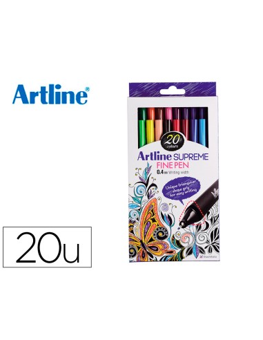 Rotulador artline supreme epfs200 fine liner punta de fibra 04 mm bolsa 20 unidades colores surtidos