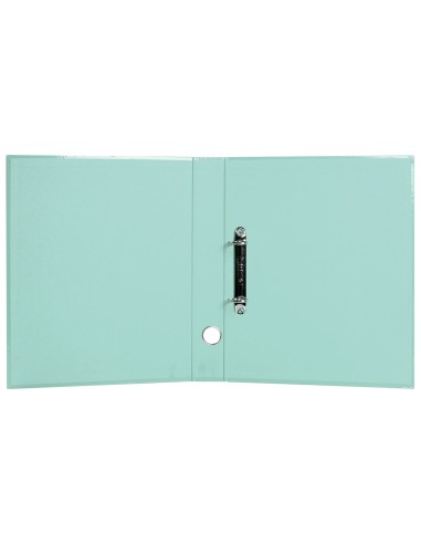 Carpeta de 2 anillas 25 mm mixtas liderpapel a4 forrado color system con ollao y tarjetero menta