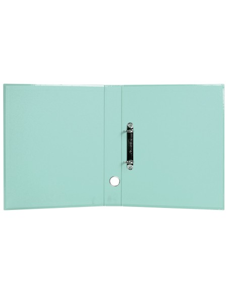 Carpeta de 2 anillas 25 mm mixtas liderpapel a4 forrado color system con ollao y tarjetero menta