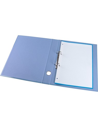 Carpeta de 2 anillas 25 mm mixtas liderpapel a4 forrado color system con ollao y tarjetero celeste