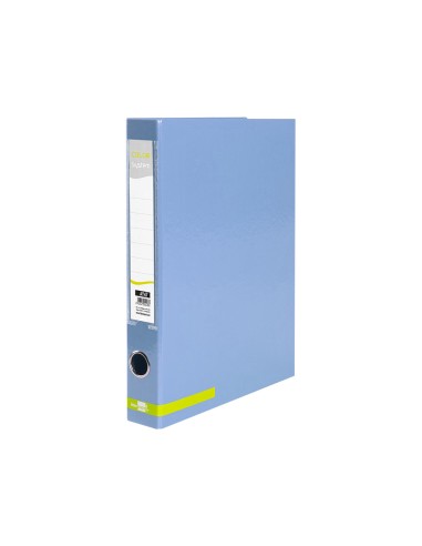 Carpeta de 2 anillas 25 mm mixtas liderpapel a4 forrado color system con ollao y tarjetero celeste