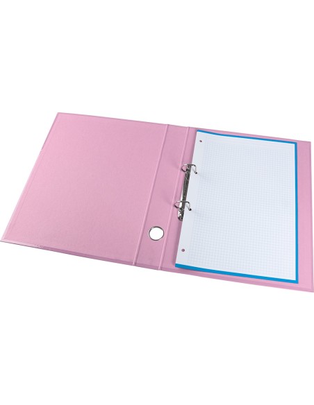 Carpeta de 2 anillas 25 mm mixtas liderpapel a4 forrado color system con ollao y tarjetero rosa
