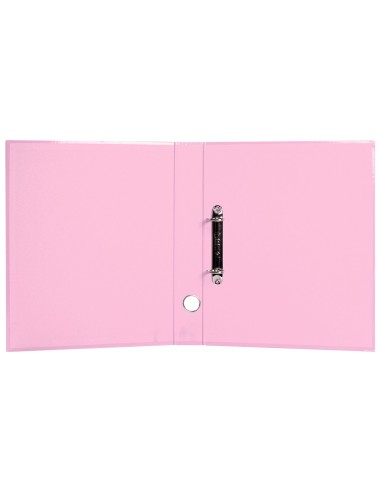 Carpeta de 2 anillas 25 mm mixtas liderpapel a4 forrado color system con ollao y tarjetero rosa