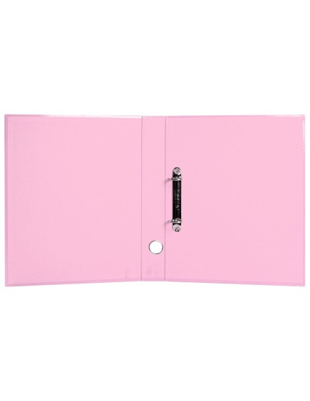 Carpeta de 2 anillas 25 mm mixtas liderpapel a4 forrado color system con ollao y tarjetero rosa